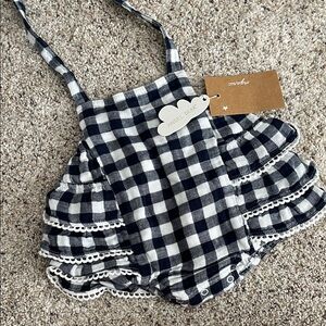 Angel Dear Black and White Gingham Ruffle One-Piece